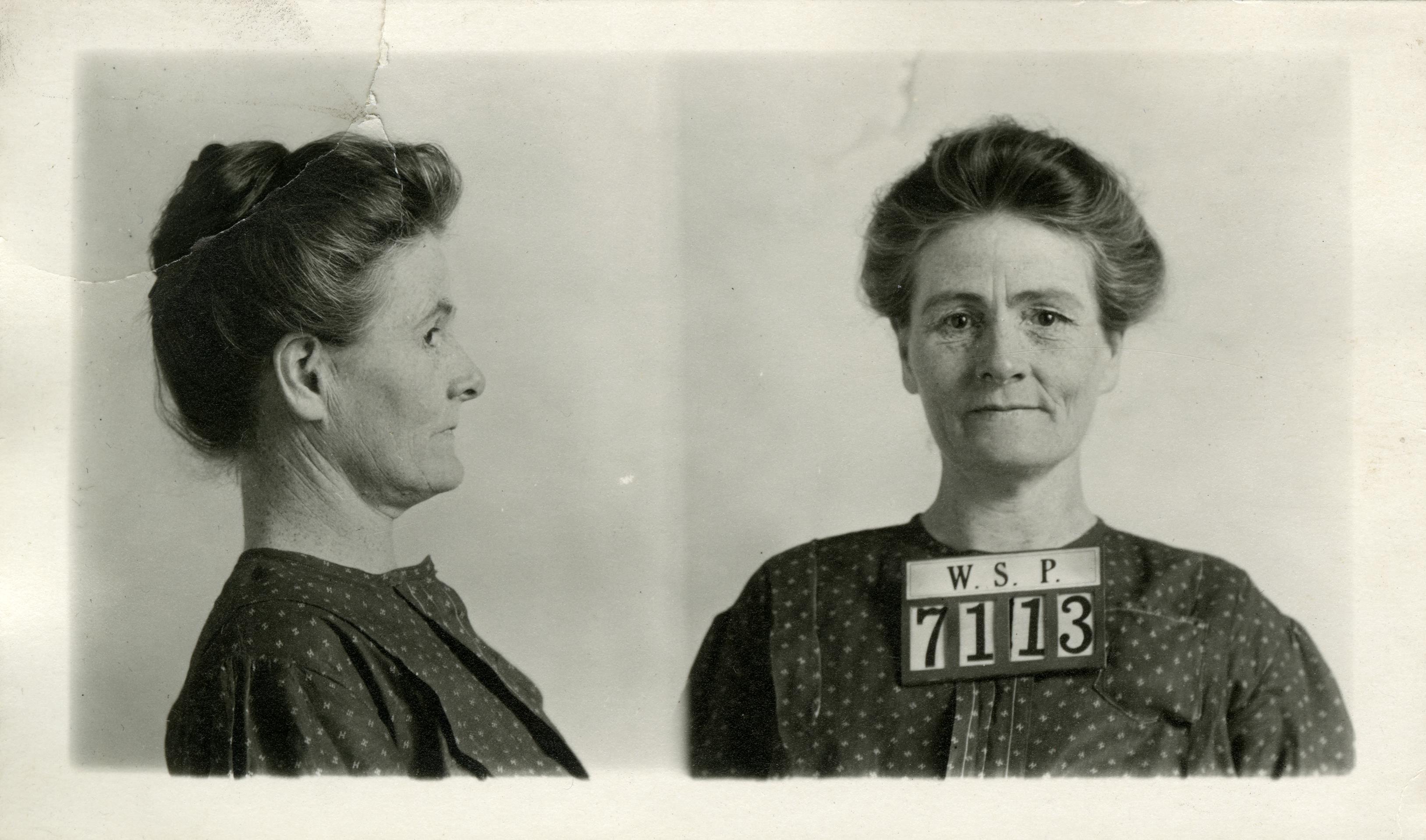 Linda Hazzard's mugshot taken at the Washington State Penitentiary in Walla Walla, circa 1913